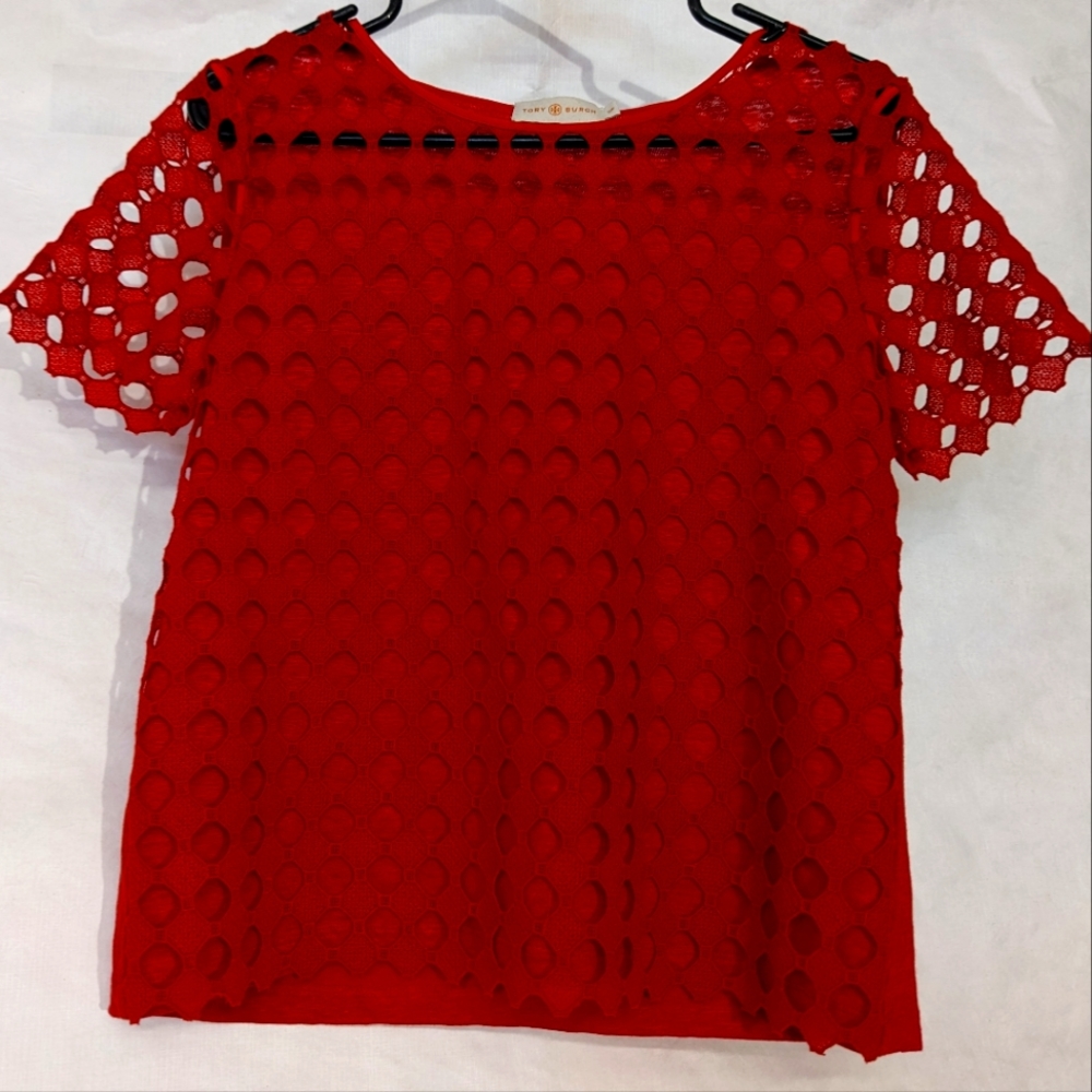 Tory Burch red Lacey top